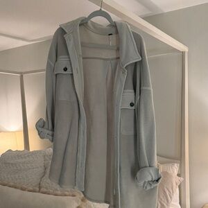 Free People Light Beige Oversized Teddy Jacket